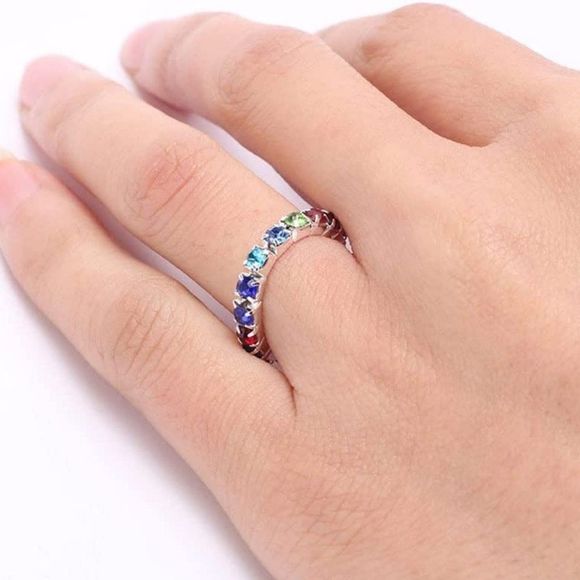 Sparkling Rhinestone Ring Set Trendy Elastic Rhinestone Crystal Stretch Ring - Picture 2 of 3